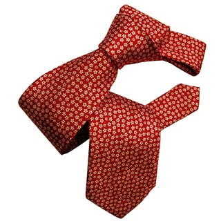 Dmitry Men's Red Flower-Patterned Italian Silk Tie