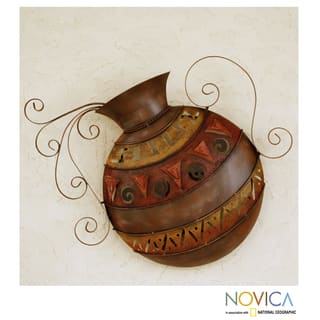 Handcrafted Iron 'Mexican Water Jar' Wall Lamp , Handmade in Mexico