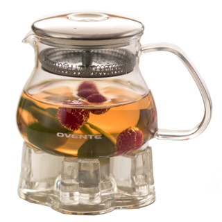 Ovente FGB17T Warmer and 17-ounce Glass Tea Pot Set