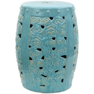 Carved Clouds Porcelain Garden Stool (China)