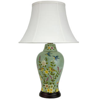 Birds and Flowers 24-inch Porcelain Jar Lamp (China)