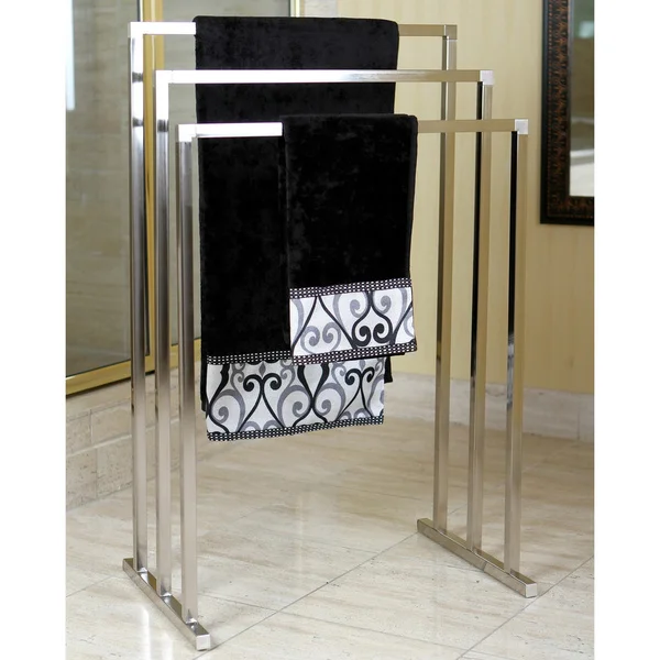Pedestal Satin Nickel 3-tier Iron Towel Rack