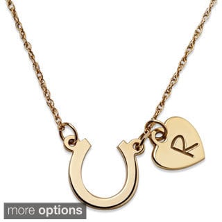 Gold over Sterling Horseshoe and Initial Heart Necklace