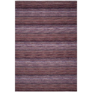 Safavieh Handmade Himalaya Purple Wool Geometric Stripe Rug (6' x 9')