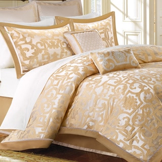 Madison Park Signature Carmichael Gold Jacquard 8-piece Charmeuse Comforter Set