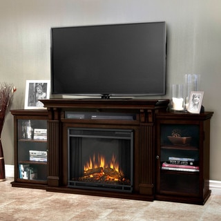 Real Flame Calie Dark Walnut Entertainment Center Electric 67-inch Fireplace