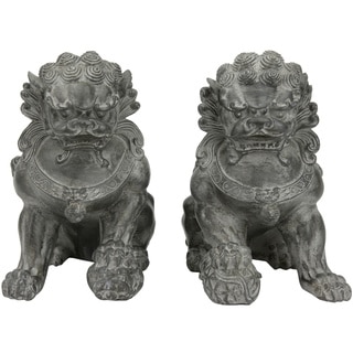 Set of 2 Handmade Sitting 9-inch Foo Dog Statues (China)