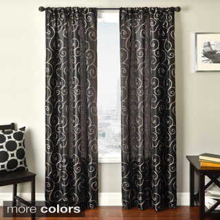 Bay Scroll Embroidered Rod Pocket Sheer Curtain Panel