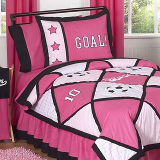 Sweet Jojo Designs Girls 'Pink Soccer' Twin 4-piece Comforter Set
