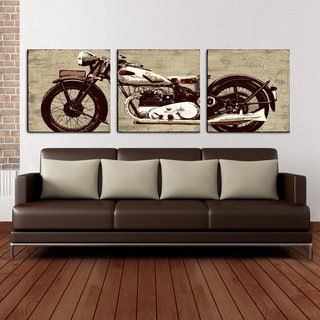 'Motorcycle' 24x72-inch Triptych Canvas Art Print