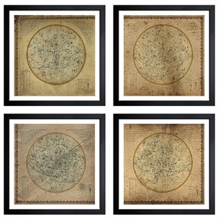 Oliver Gal 'Celestial Map XVI Century II - 4 Panels' Framed Art