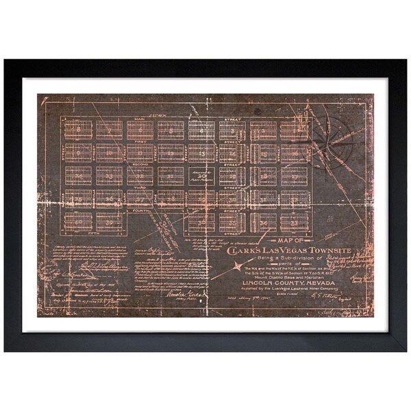 Oliver Gal 'Las Vegas Map' Framed Art Print