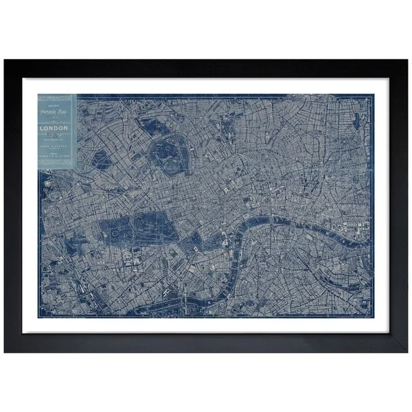 Oliver Gal 'London Map 1899' Framed Print Art - Blue