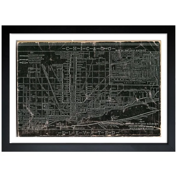 Oliver Gal 'Chicago Railroad' Framed Art Print - Black