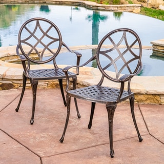 Oviedo Cast Aluminum Copper Outdoor Dining Chair (Set of 2) by Christopher Knight Home