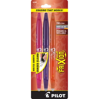 Pilot FriXion Fine Point Erasable Gel Pens 3/Pkg-Purple, Pink & Orange
