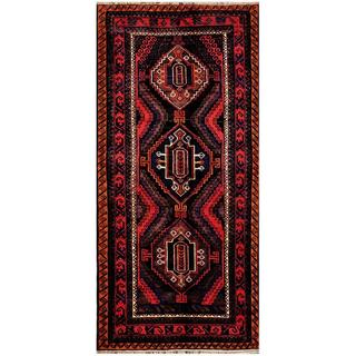 Herat Oriental Afghan Hand-knotted Tribal Balouchi Black/ Red Wool Rug (4'7 x 9'11)