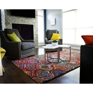 Jani Ante Multi-colored Mod Geometric Pattern Recycled Cotton Rug (4'x6')