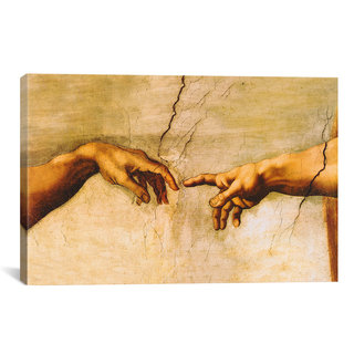 iCanvas The Creation of Adam by Michelangelo Canvas Print Wall Art