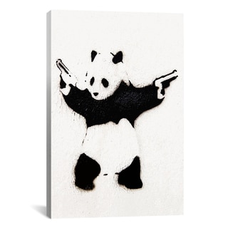 iCanvas Banksy Panda With Guns Canvas Print Wall Art