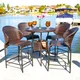 Multibrown Wicker Outdoor Bistro Bar Set with Ice Pail by Christopher Knight Home - Thumbnail 0