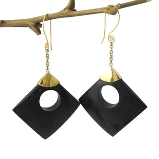 Hand-crafted 'Circle in a Square' Dangle Earrings (Indonesia)