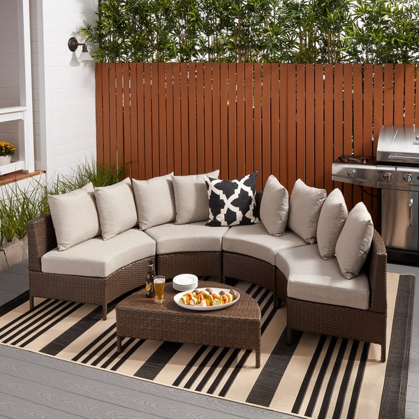 Newton Outdoor 5-piece Dark Brown Wicker Lounge Set by Christopher Knight Home