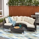 Newton Outdoor 5-piece Dark Brown Wicker Lounge Set by Christopher Knight Home - Thumbnail 2