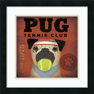 Stephen Fowler Pug Tennis Club 18x18-inch Framed Art Print