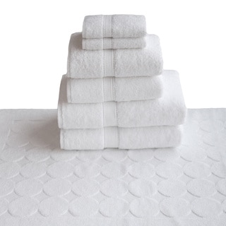 Authentic Hotel and Spa Turkish Cotton 7-piece Towel Set with Circle Design Bath Mat