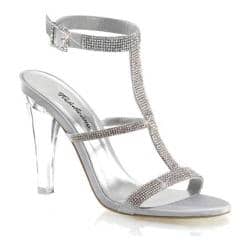 Women's Fabulicious Clearly 418 Silver Satin
