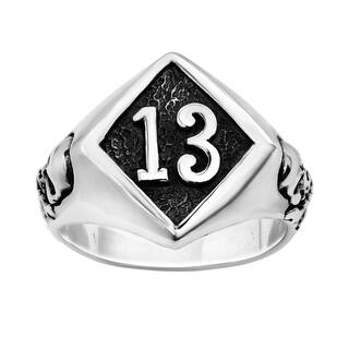Lucky Number 13 Round Mystical Skull Sterling Silver Ring (Thailand)