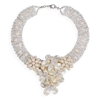 Floral Purity Mother of Pearl and Pearl Bridal Necklace (Thailand)