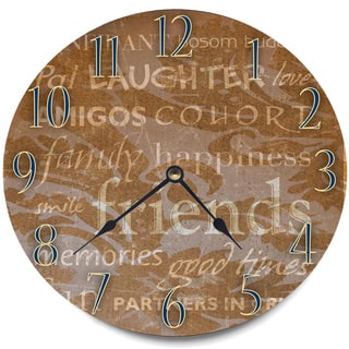 'Family, Happiness and Friends' Wood Wall Clock