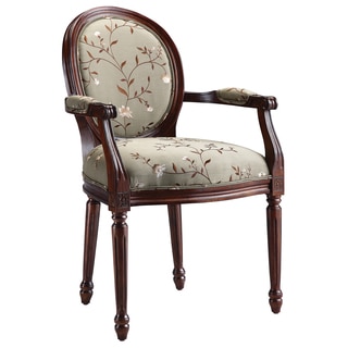 Antoinette Dark Walnut/ Light Green Upholstered Arm Chair