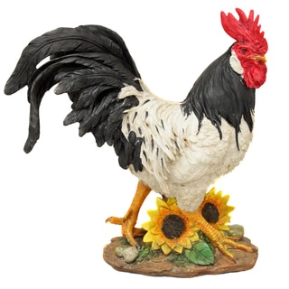 Hand-painted Polystone Striding Rooster Figurine