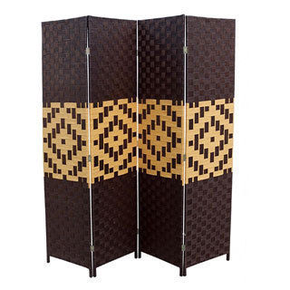 Hand-crafted Espresso/ Brown Paper Straw Weave Screen