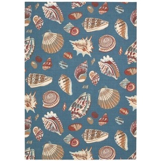 Waverly Sun N' Shade Low Tide Azure Indoor/ Outdoor Rug by Nourison (5'3 x 7'5)
