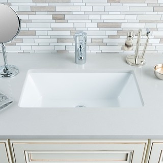 Hahn Ceramic Medium Rectangular Bowl Undermount White Bathroom Sink