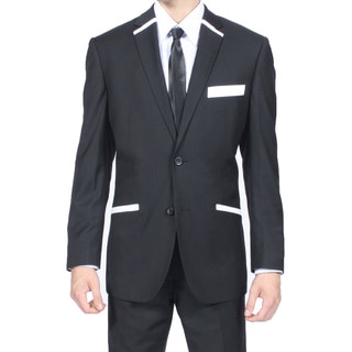 Ferrecci Men's Slim Fit Black and White 2-button Blazer