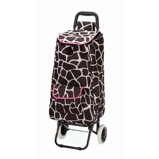 Eco-Friendly Easy Rolling Lightweight Collapsible Pink Giraffe Shopping Cart Tote