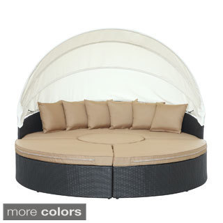 Quest Circular Outdoor Wicker Rattan Patio Daybed with Canopy