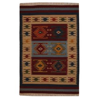 Herat Oriental Indo Hand-woven Turkish Wool Kilim (4' x 6')