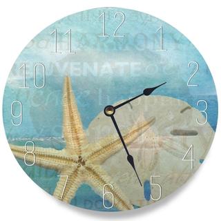 Beach Starfish Light Blue Typography Clock