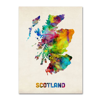 Michael Tompsett 'Scotland Watercolor Map' Canvas Art