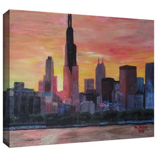 ArtWall Martina & Markus Bleichner 'Chicago Sunset Red' Gallery-wrapped Canvas