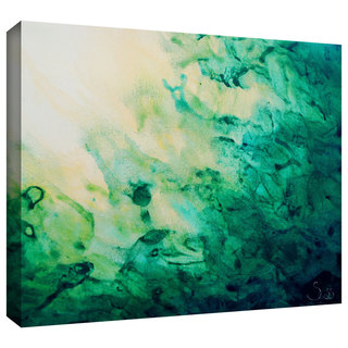 ArtWall Shiela Gosselin 'Green Watery Abstract' Gallery-Wrapped Canvas