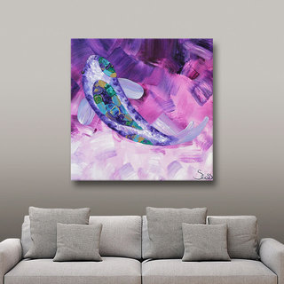 ArtWall Shiela Gosselin 'Purple Koi' Gallery-Wrapped Canvas