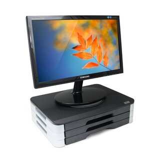 Dyconn Wood Top Adjustable Monitor / Printer Swivel Stand & Desktop Organizer wtih 3 Drawers