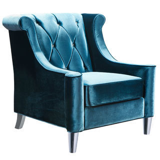 Barrister Blue Velvet Button-tufted Accent Chair